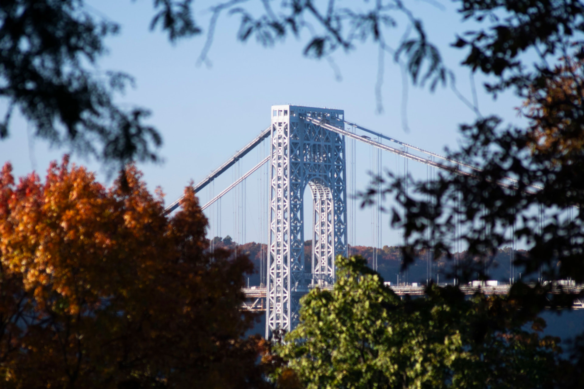 The George Washington Bridge seen from North Jersey in autumn